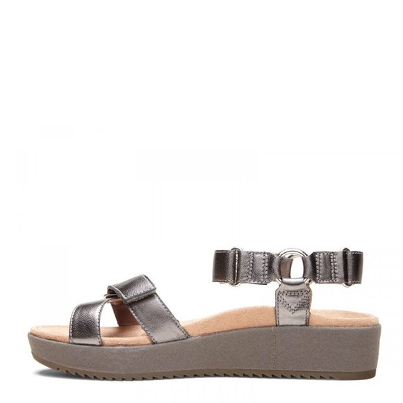 Vionic Adjustable Ankle Strap Kayan Sandal Wedges - Pewter - Picture 4 of 6